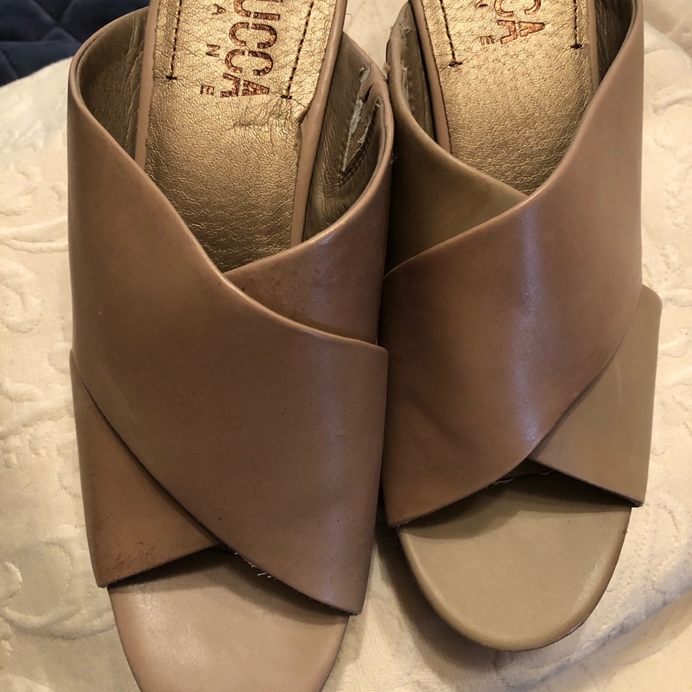 Lucca Lane Women's Leather Wedge Sandal 9M